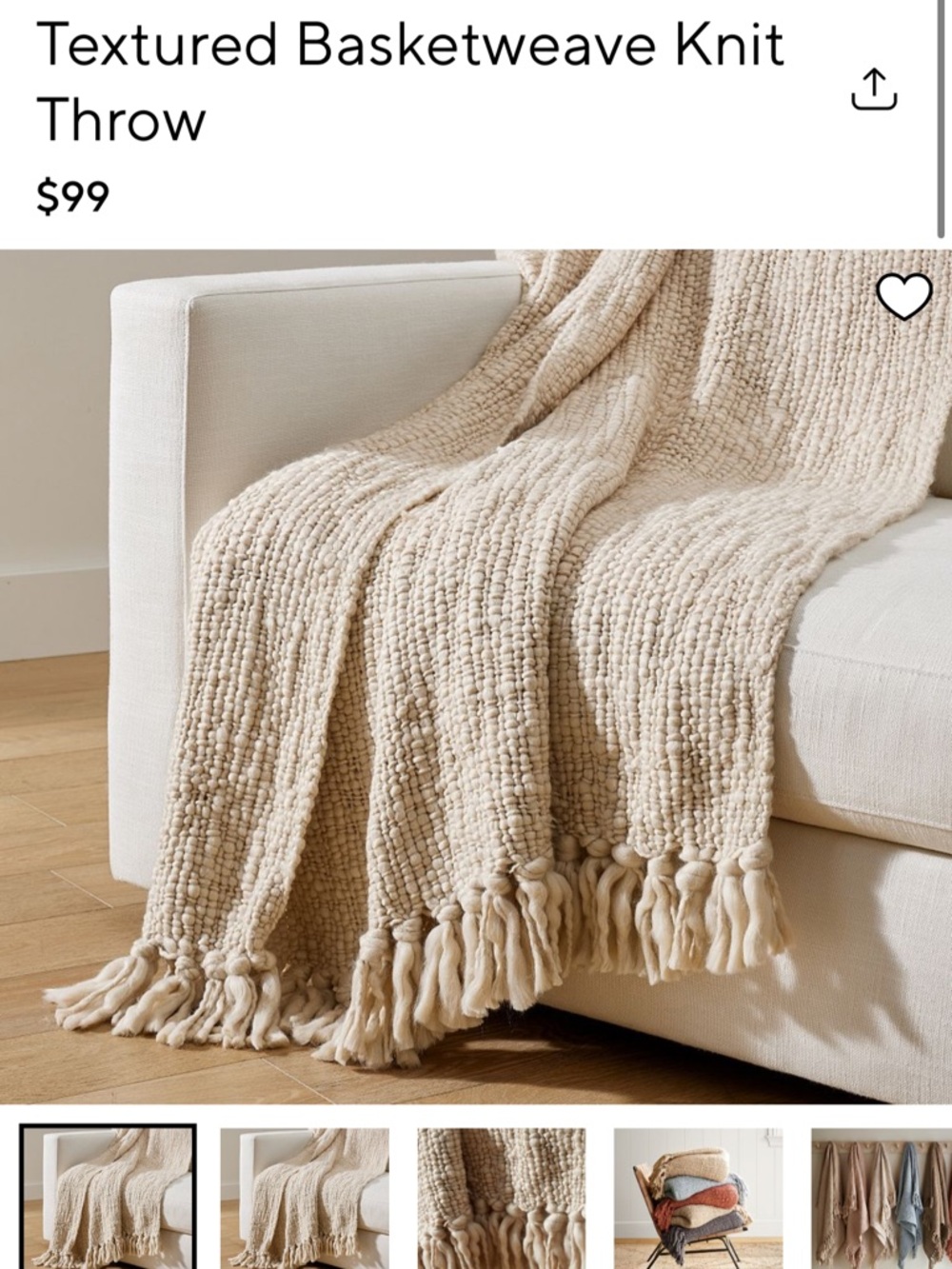 Pottery barn Textured Basketweave Knit Throw - oatmeal